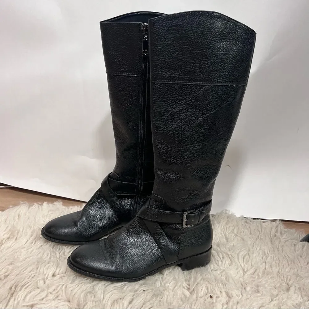 Talbots Black Leather Knee-High Riding Boots